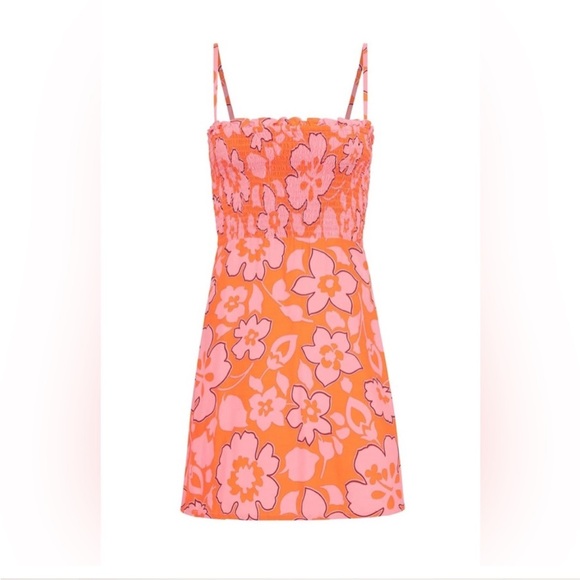 Faithfull The Brand Marni Mini Dress Parasio Pink Orange - Picture 4 of 6